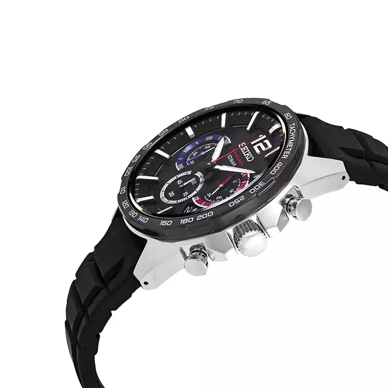 Jam Tangan Pria Seiko Chronograph SSB347P1 Neo Sport Black Dial Black Rubber Strap