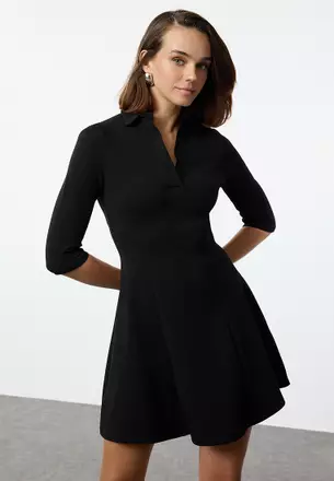 selena gomez with black dress Matteau Tiered Low Back Sundress - Black main image 1