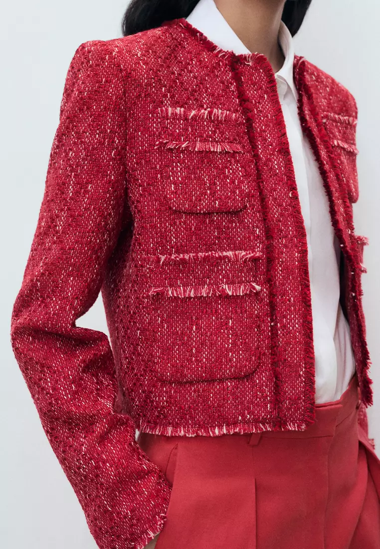 Tweed Jacket with Frayed Ends