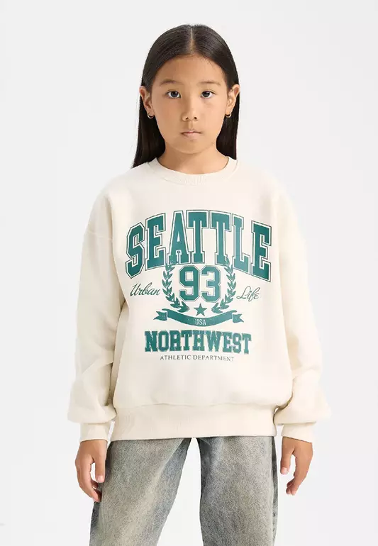 Relax Fit Crew Neck Printed Sweatshirt