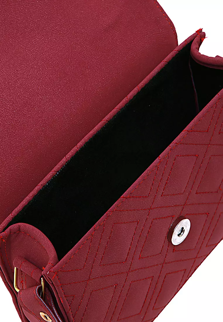 Fizva Tas Selempang Wanita Design Simple Tali Panjang Quality Premium - Maroon