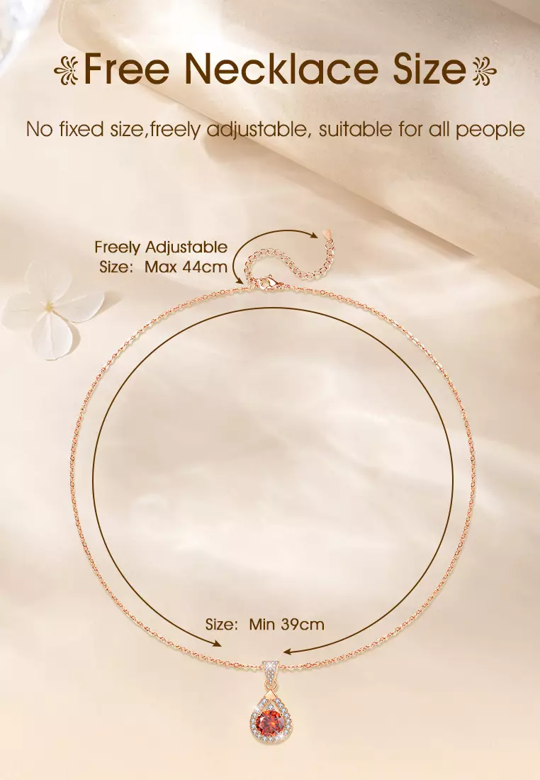 Kalung Wanita Original Korea Teardrop Red Zircon Titanium Berlian 2 Karat Dilapisi Platinum Fashion Cewek Necklaces
