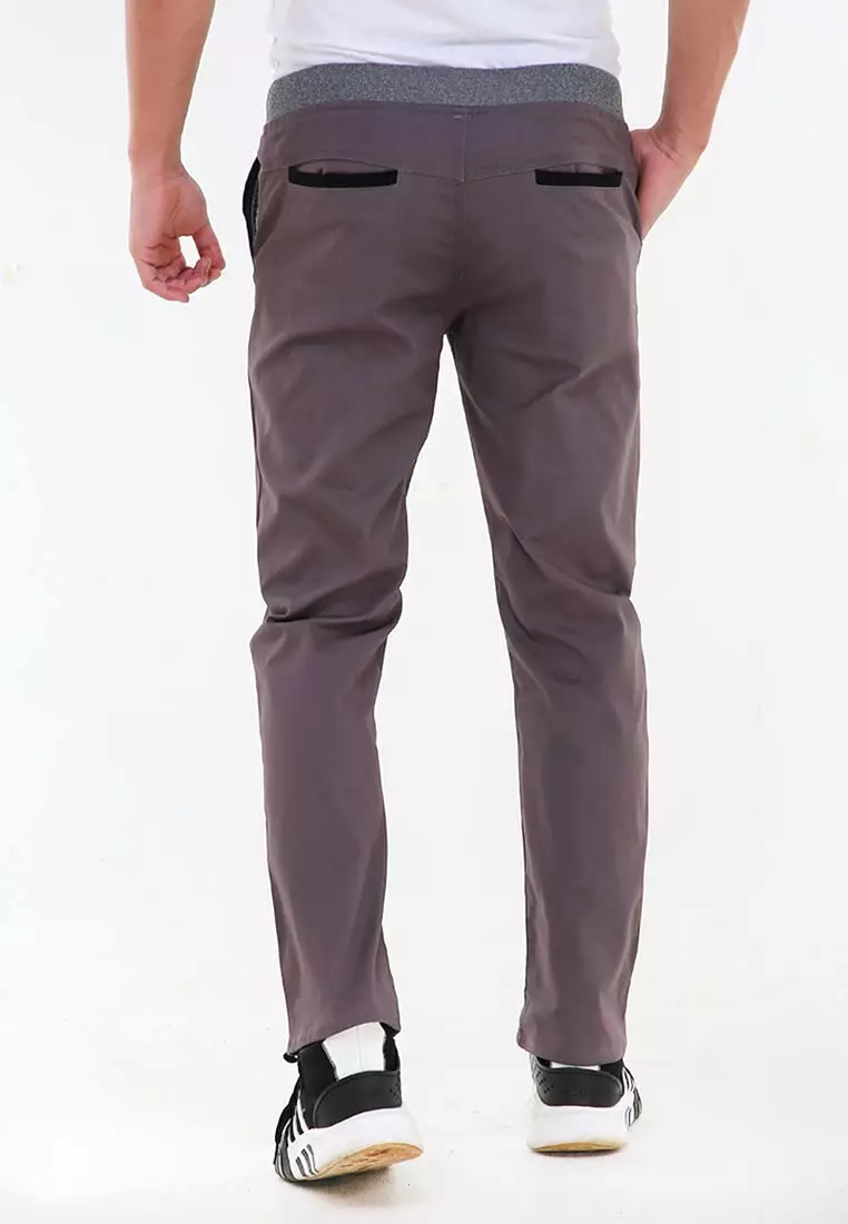 Locko Casual Long Pants Chino Pria Karet Elastis Material Cotton ORIGINAL - Grey