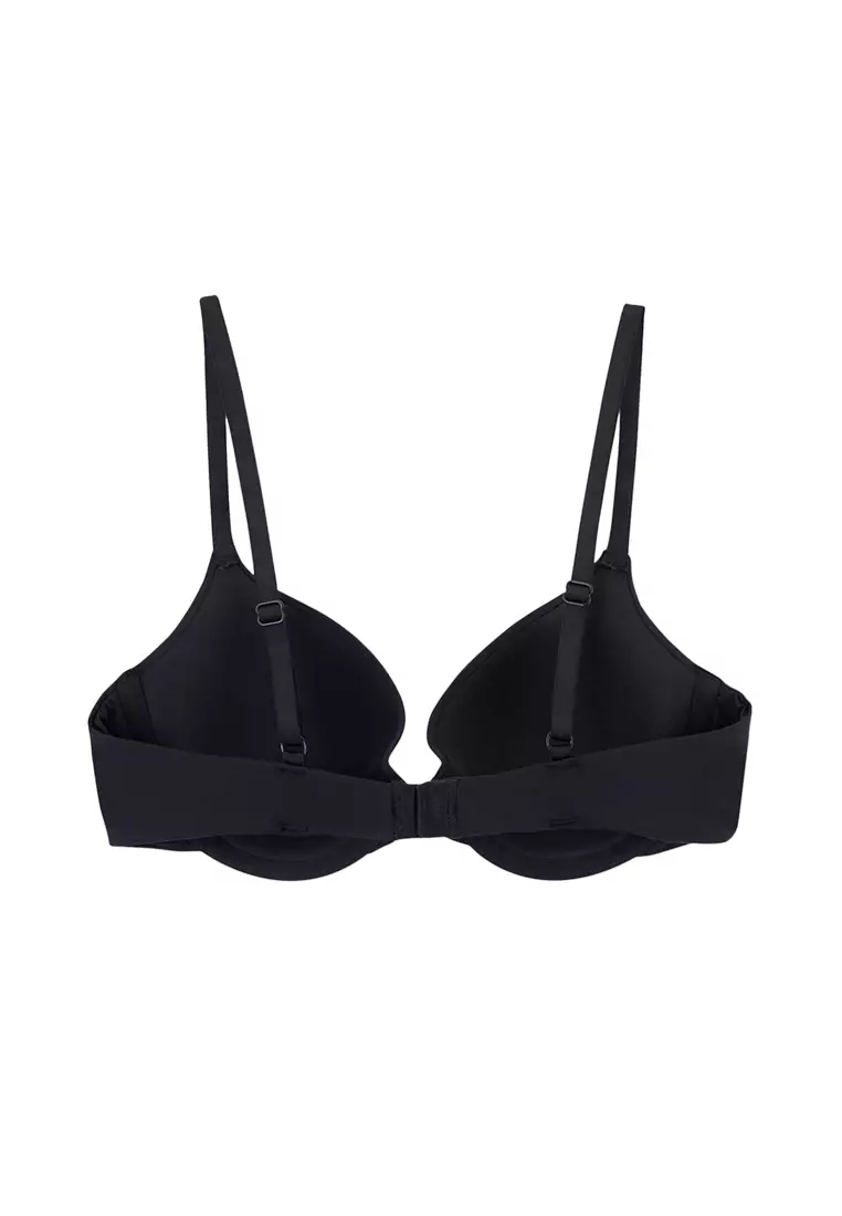 Black Basic T-shirt Bra, Full-Cup, Underwire, Underwear for Women