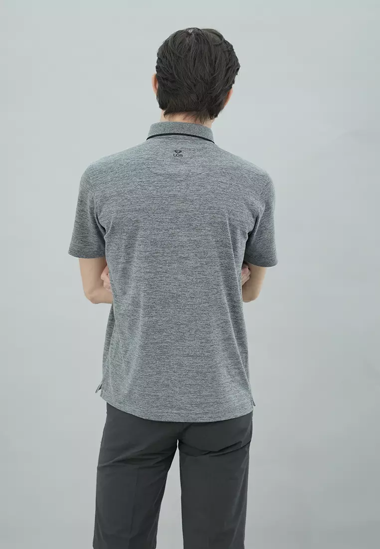LGS - Kaos Casual Pria Kerah Wangky Polo Warna Abu-Abu Pocket Depan - CWS.224.E3165.01.C