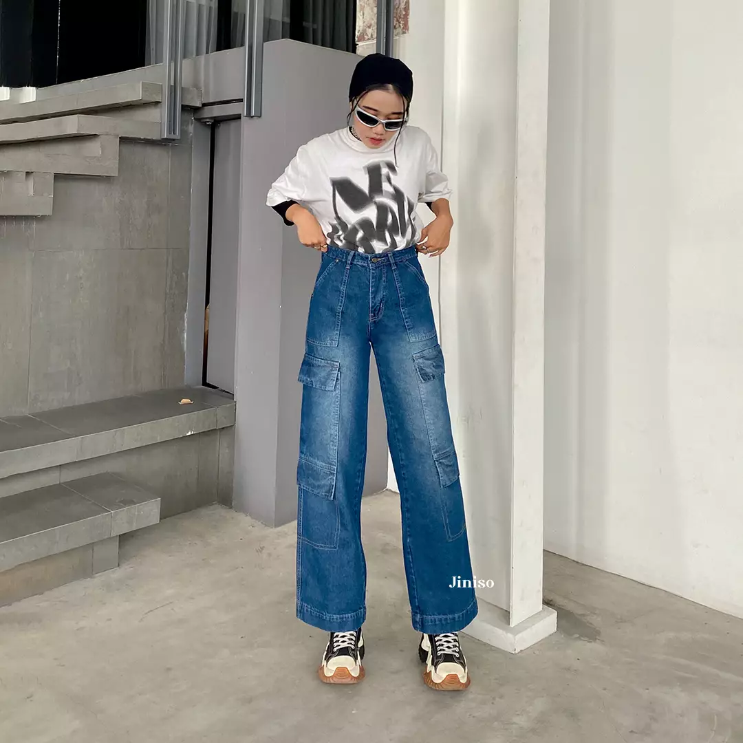 Highwaist Cargo Loose Jeans 554 PSYCHO