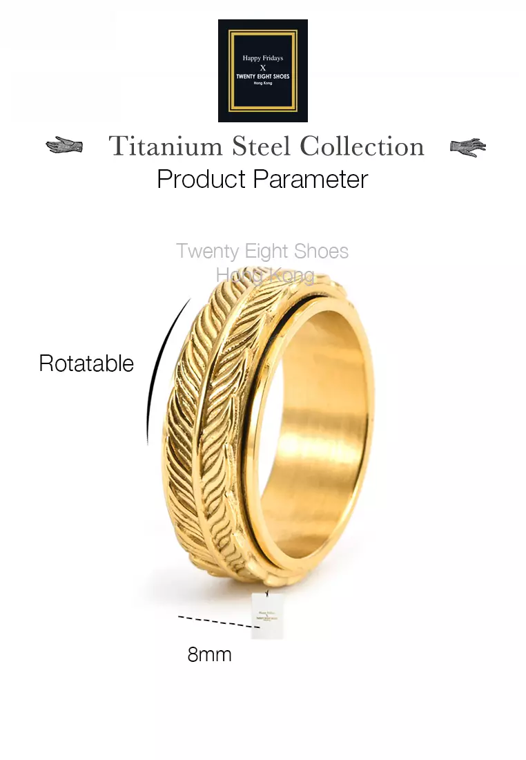 Titanium Steel Rotatable Design Textured Ring JW GS-M425