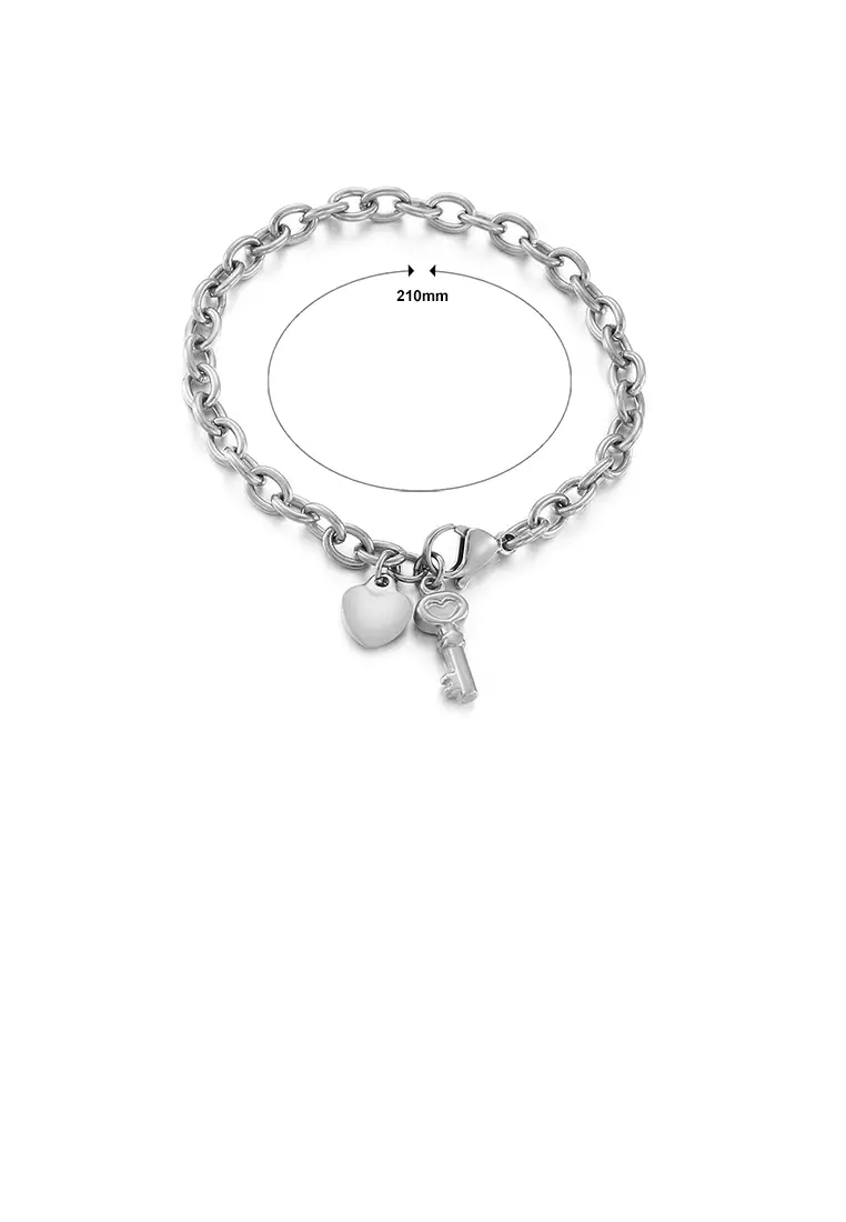 Fashion and Simple Key Heart-shaped 316L Stainless Steel Bracelet