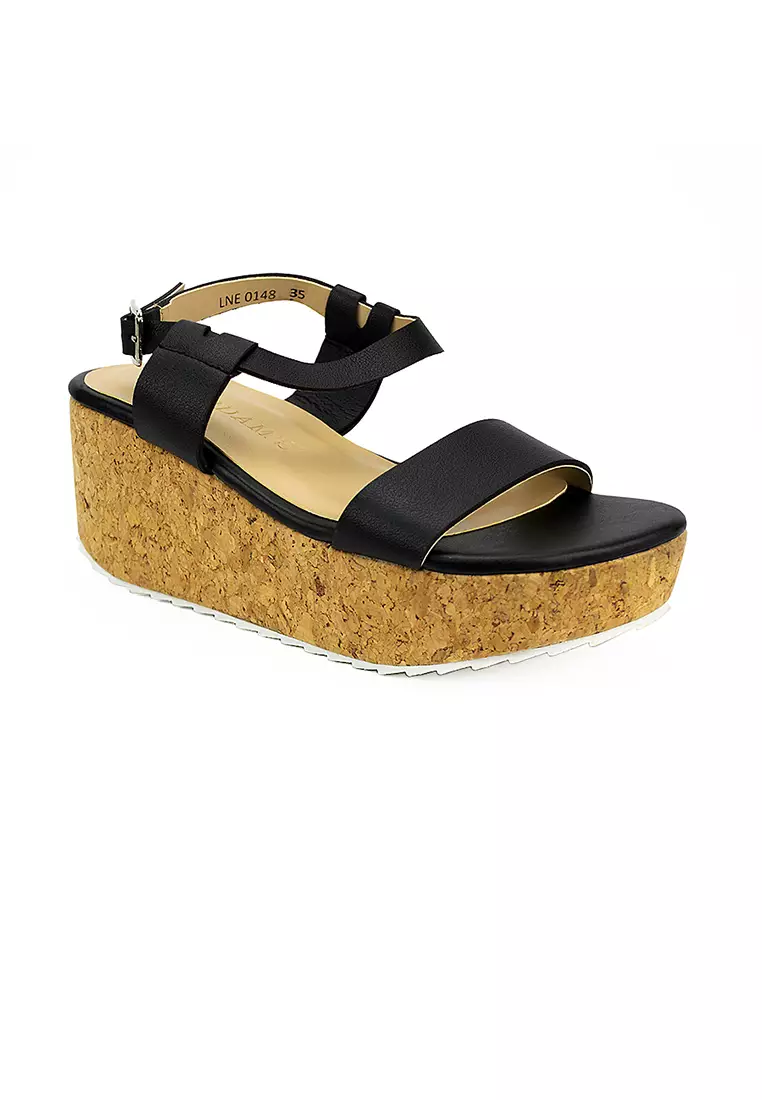 Discount on Cardam's Lifestyle  shoes - SKU: Eclb Lne 00148 Black Wedge Sandals