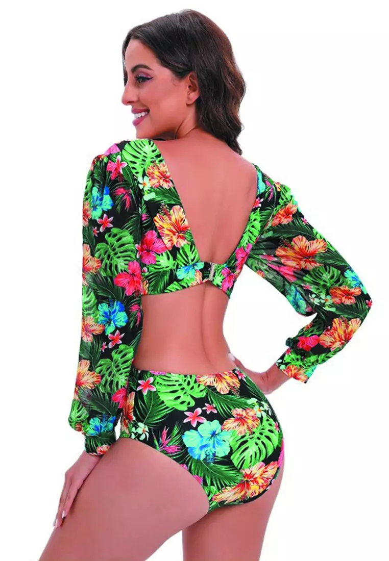 Buy DAGİ Black - Green Swimsuits, Leaf Print, Shapewear, Full-Cup