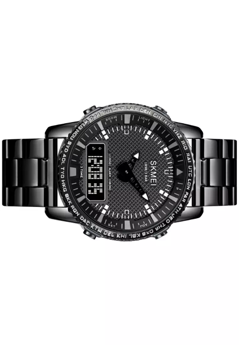 Jam Tangan Analog Digital Pria Waterproof Many Function Strap Tali Material Stainless Steel GN40 ORIGINAL