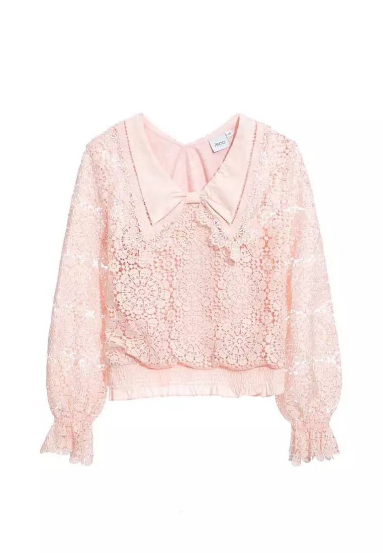 Hollow Out Pink Lace Top