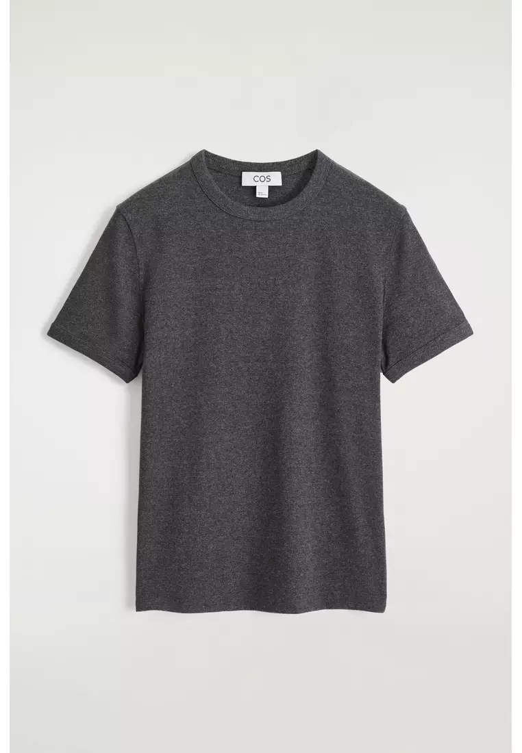 SLIM RIBBED COTTON T-SHIRT