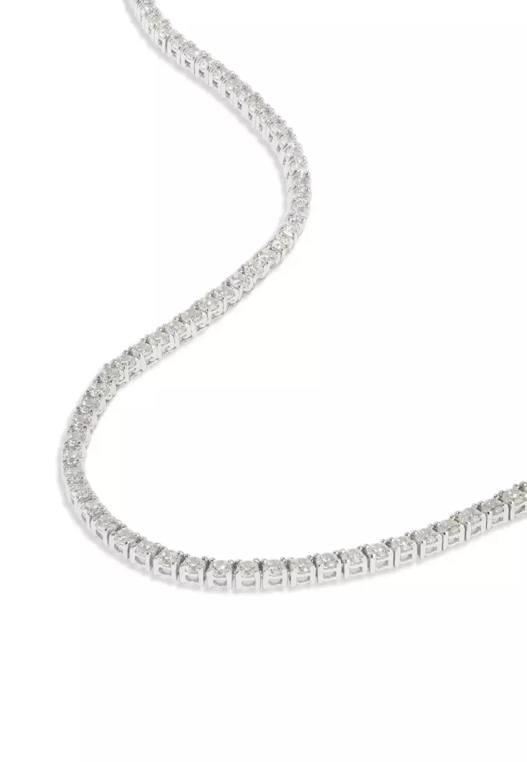 Pave 925 Sterling Silver Tennis Necklace