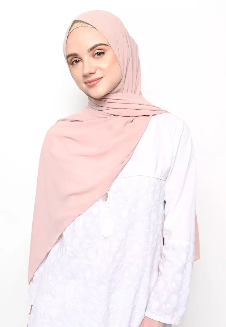 Pasmina  Cerutti Baby Doll Jahit Tepi Pale Pink