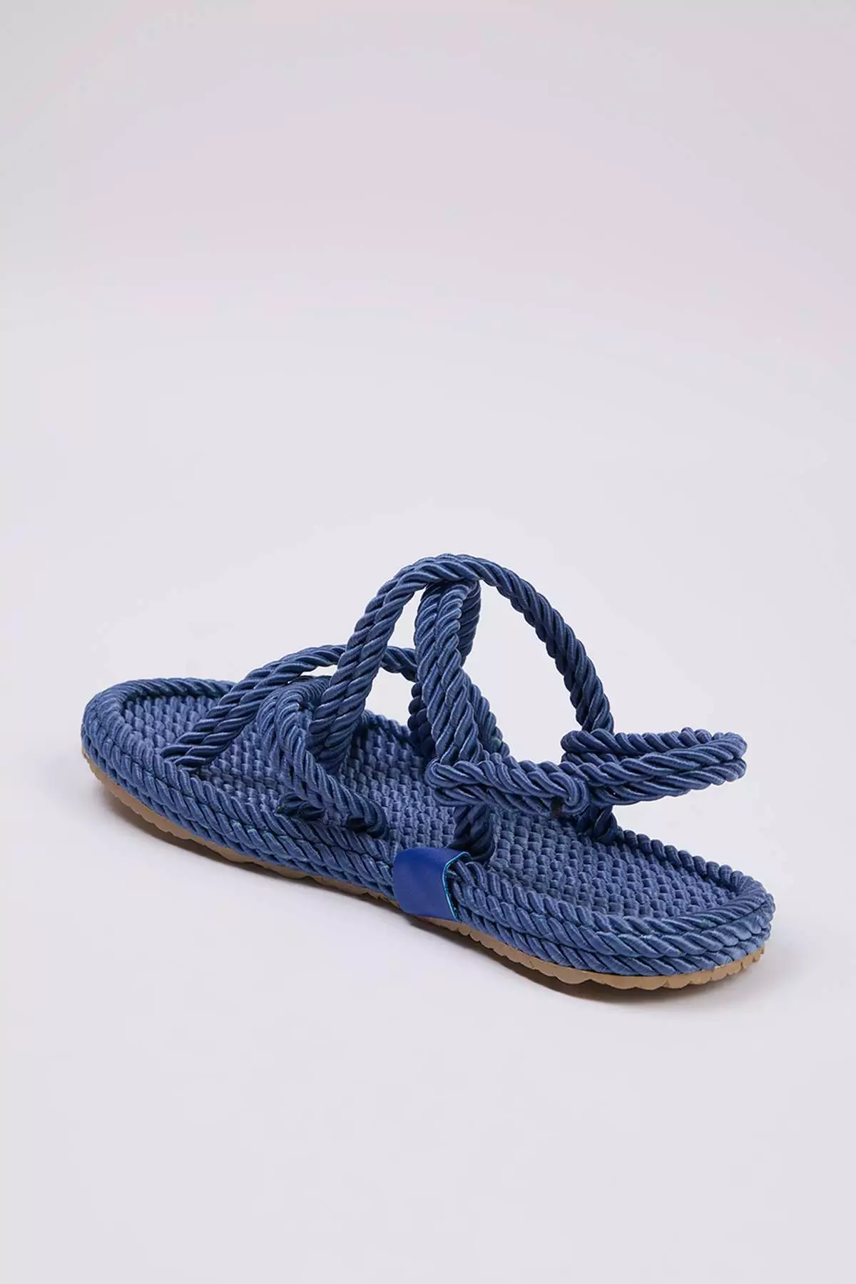 Blue Cross Strap Rope Drawstring Women's Straw Sandals Takss25Sd00056