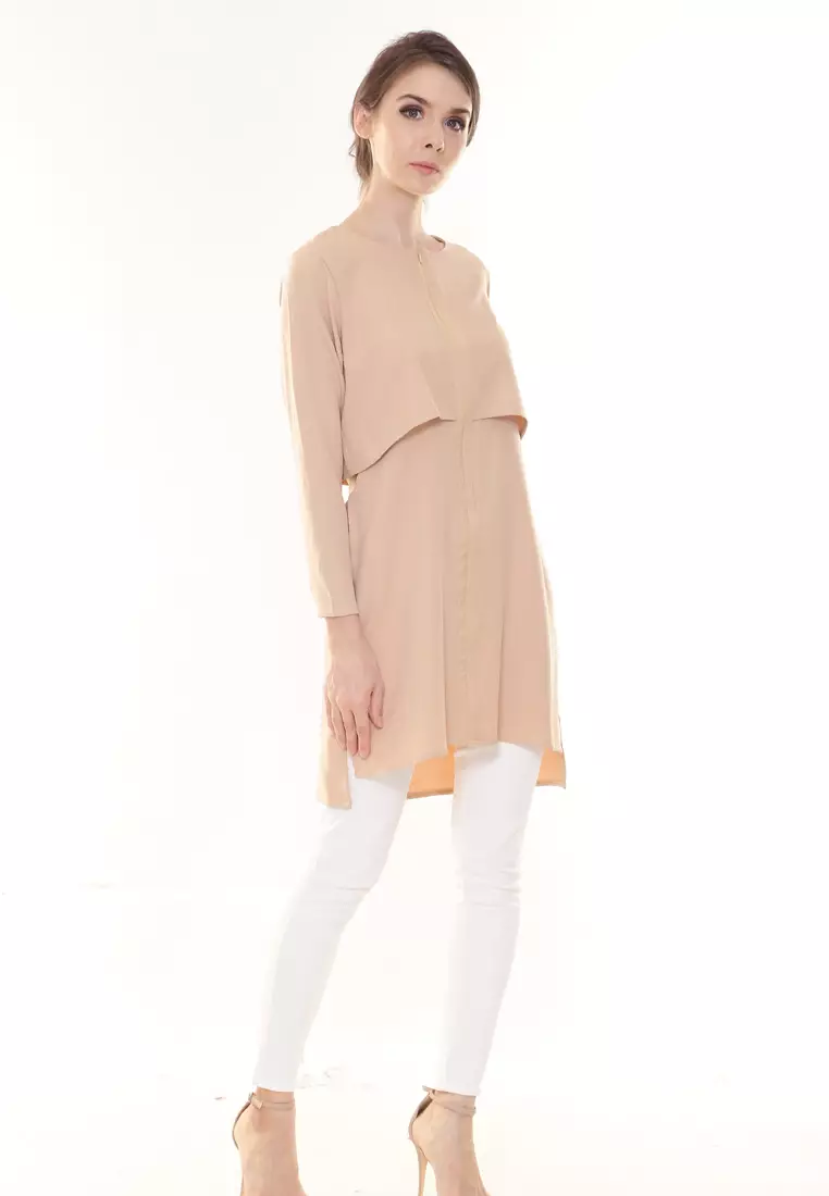 Aubrey Long Top Nursing Friendly in Beige