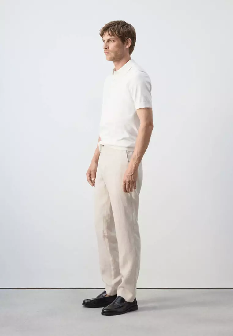 Slim-Fit 100% Linen Trousers