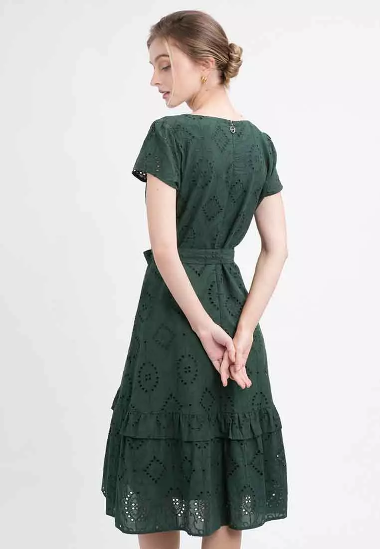 Elise Eyelet Tiered Midi Dress