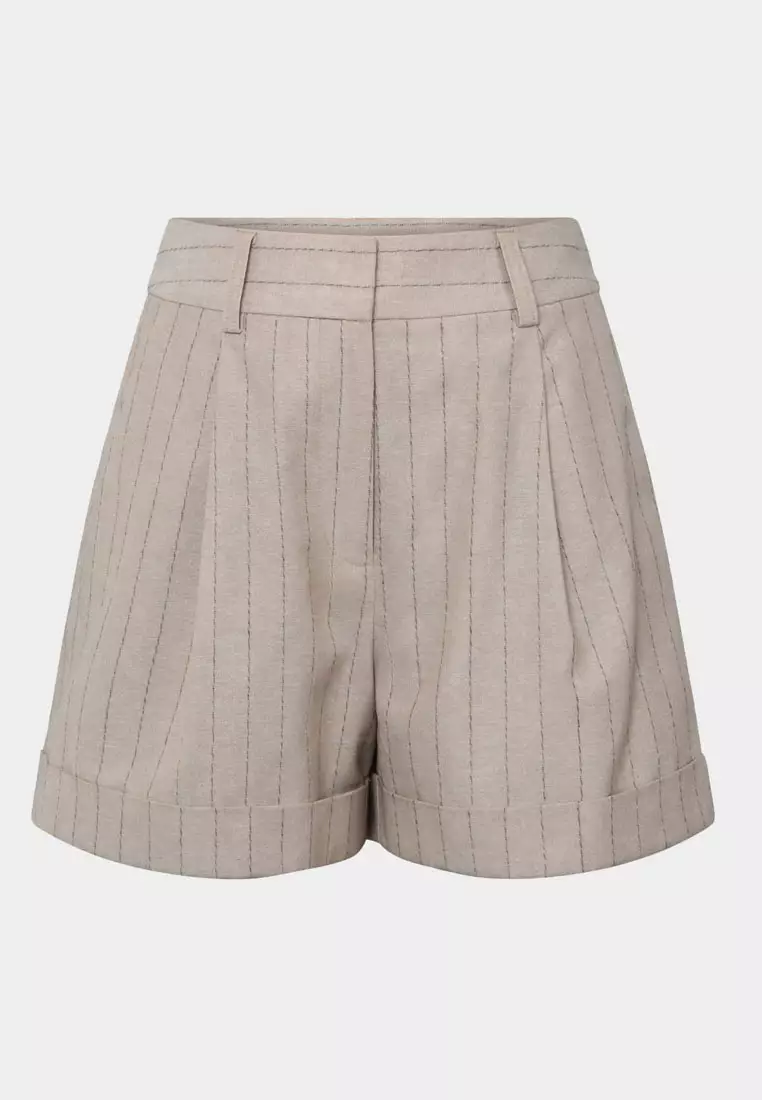 Ria Stripe Cotton Blend Shorts
