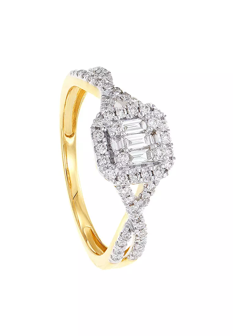 Gold square hot sale diamond ring