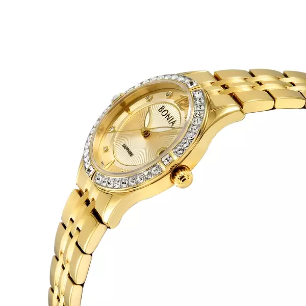 Jam Tangan Wanita Bonia Elegance Gold Dial Analog B10784-2225S Original