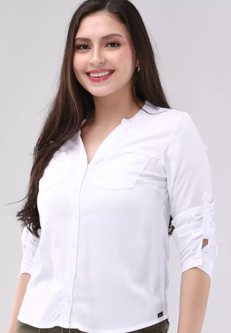 Single Twill Woven Long Sleeves Blouse