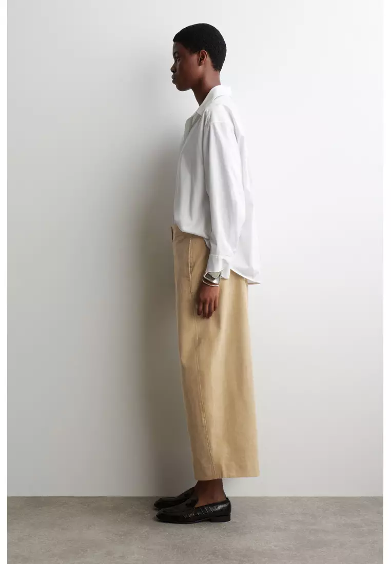 CORDUROY BARREL-LEG TROUSERS