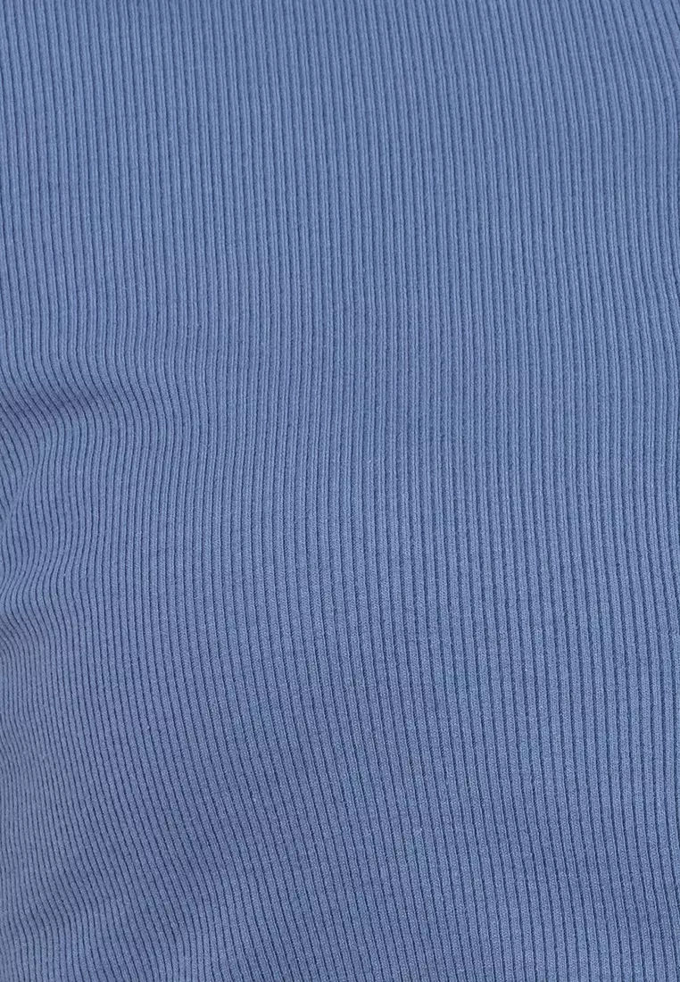 Ribbed Button-Up Top
