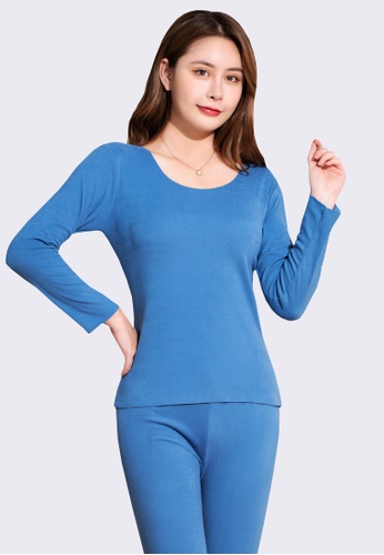 LYCKA blue SWW9244-Lady Two Piece Casual Pajamas Set (Blue) 4872DAA6FD6C39GS_1