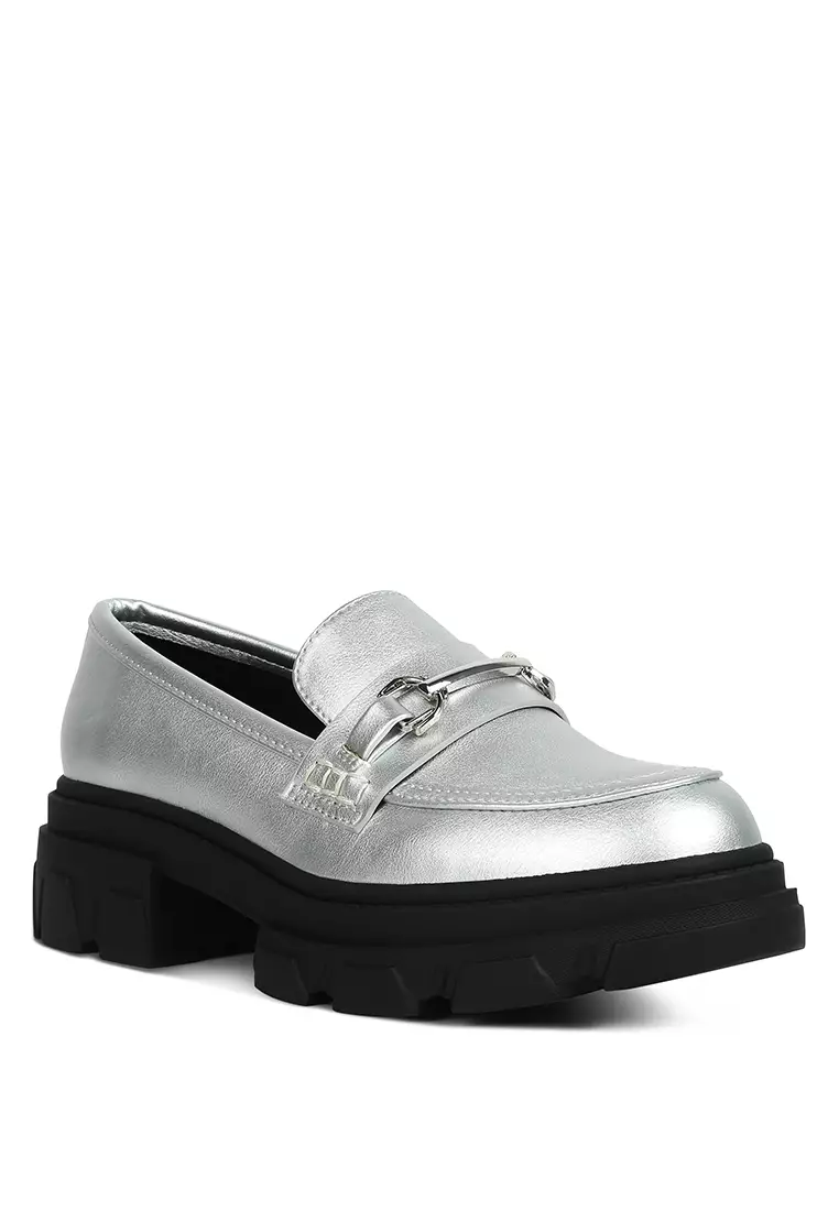 Silver platform loafers top