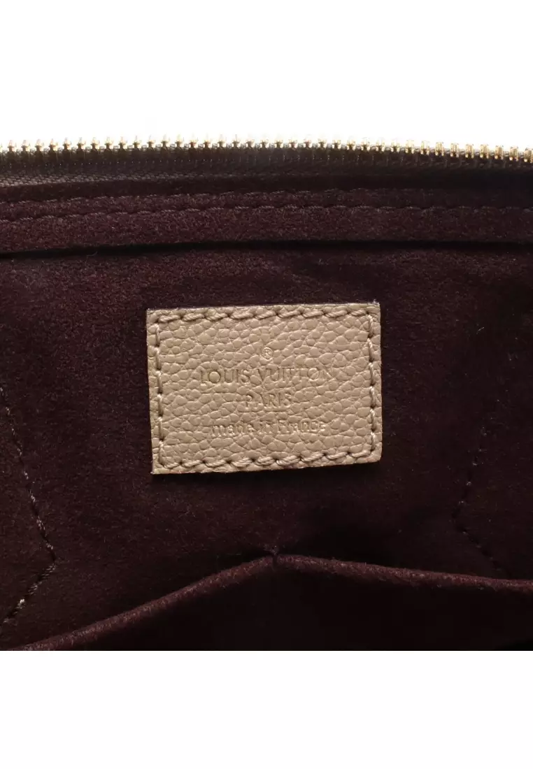 Pre-Loved Louis Vuitton Neo Alma PM Monogram Empreinte tourterelle Handbag leather Gray beige 2WAY