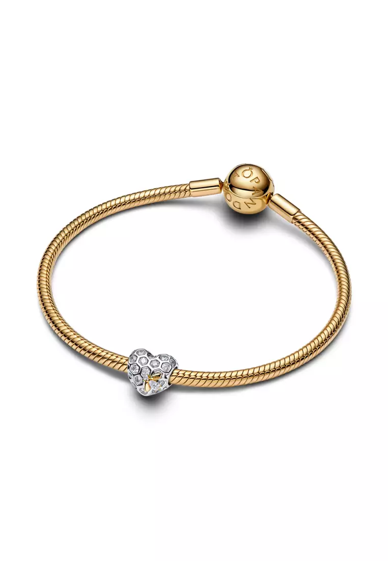 Pandora x Bridgerton 14K Gold Plated Honeycomb & Bee Heart Charm