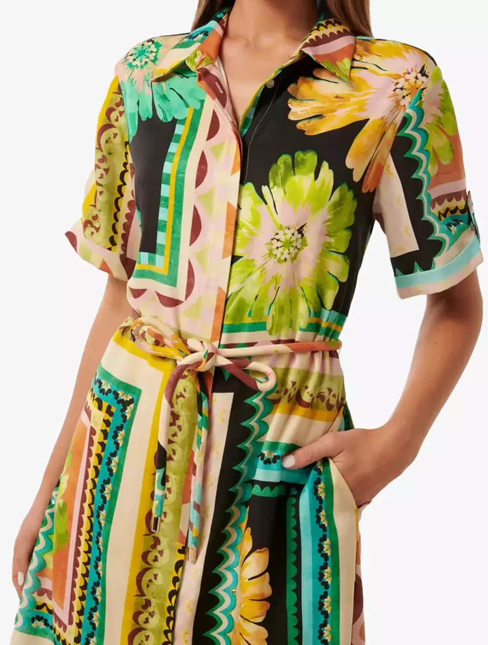 Mila Printed Shirt Midi Dress