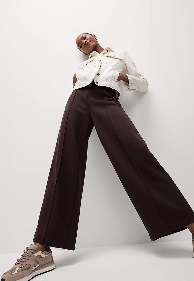 Jersey Elasticated Waist Wide Leg Trousers