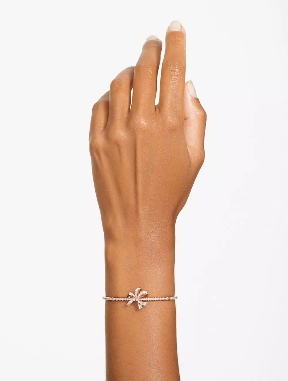 Volta Bangle, Bow, White, Rose Gold-Tone Plated - White