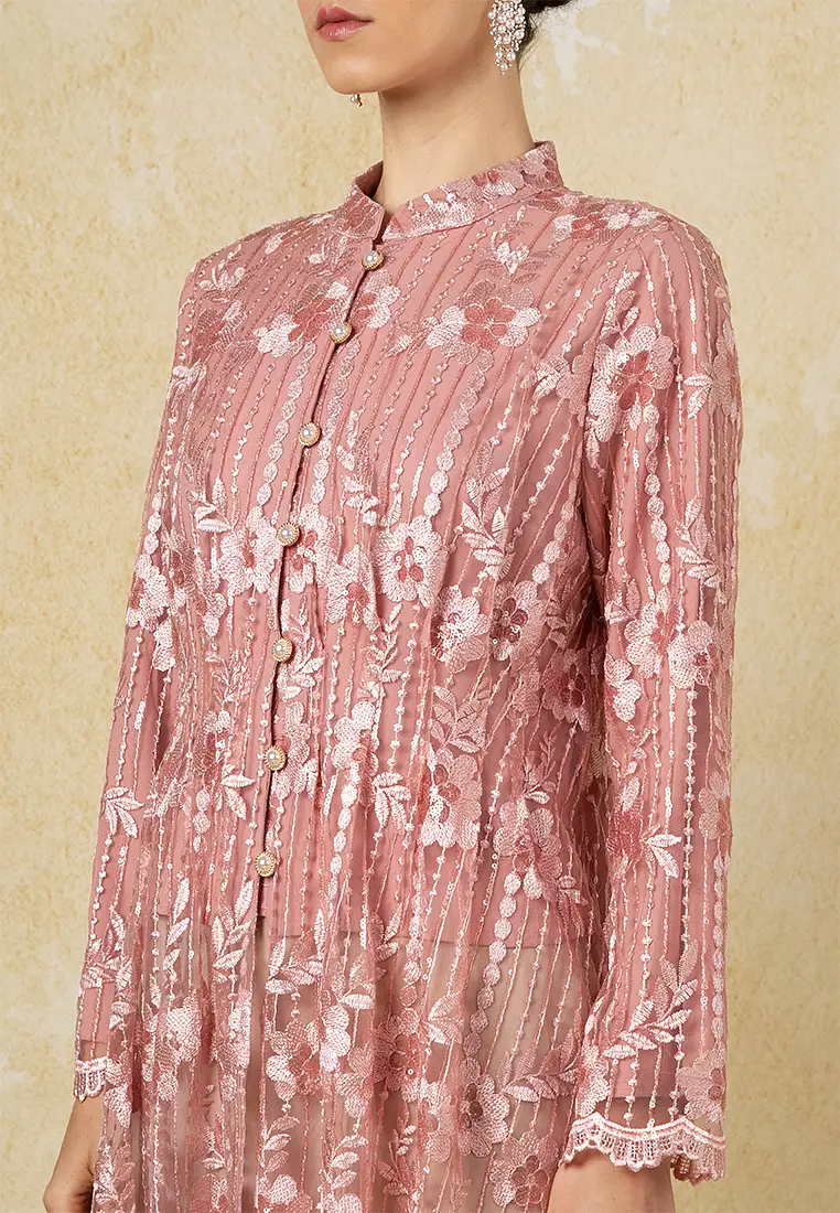 Citra Lace Long Top With Pants Set