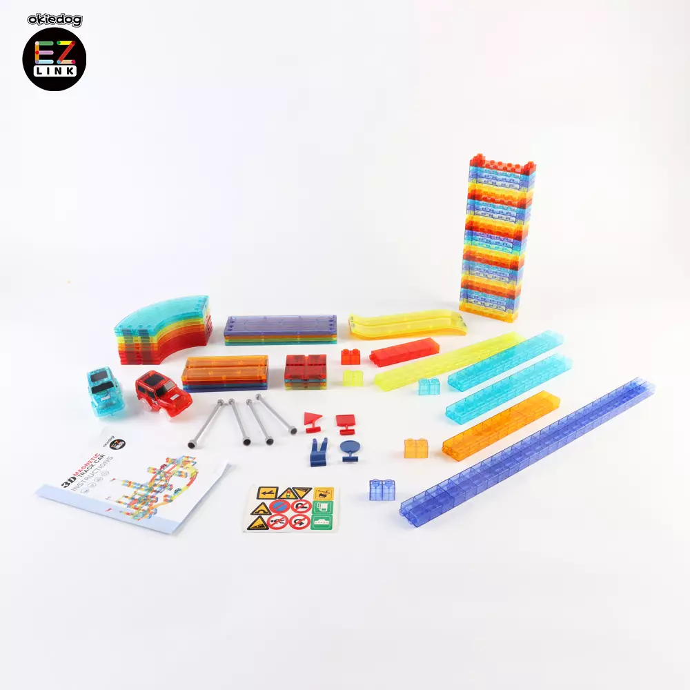 Okiedog EZLINK Magnetic Track Car - Mainan Magnet Edukasi anak (STEM) - 154pcs
