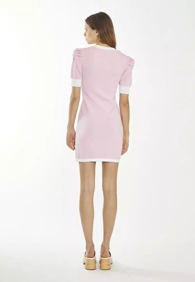 Contrast Knit Mini Dress