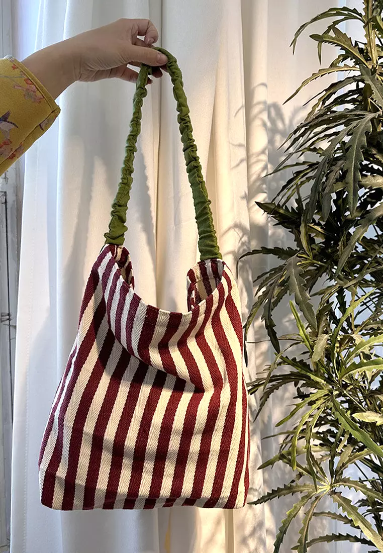 Buy Sunnydaysweety 2024 minimalist striped single shoulder Totes