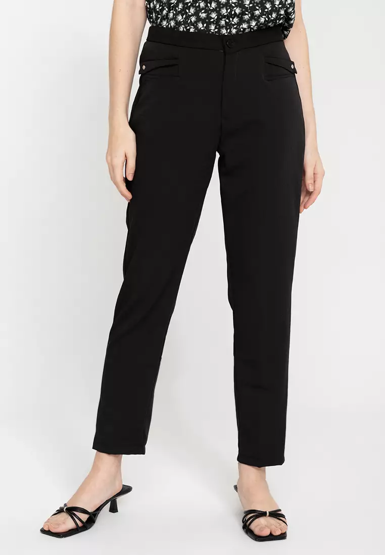 Buy Krizia Cotton Blend Straight Cut Ultra Stretch Trouser Pants With Pocket  Flaps 2024 Online
