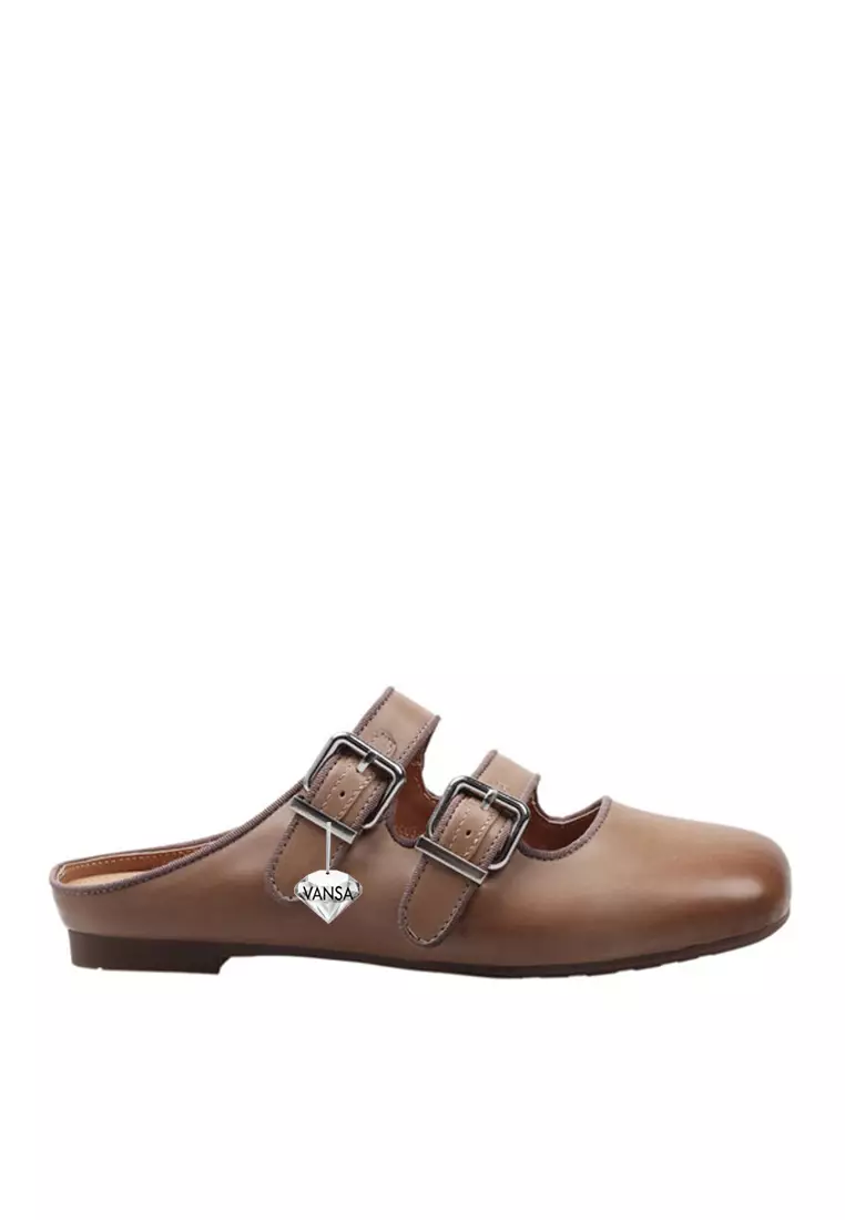 Discount on Twenty Eight Shoes  shoes - SKU: VANSA Top Layer Washed Cowhide Double Buckle Strap Flat Sandals VSW-Ff-0417