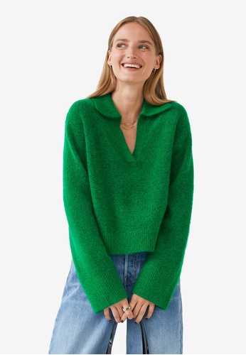 & Other Stories green Collared Boxy Knit Jumper 51EBDAA82B884BGS_1