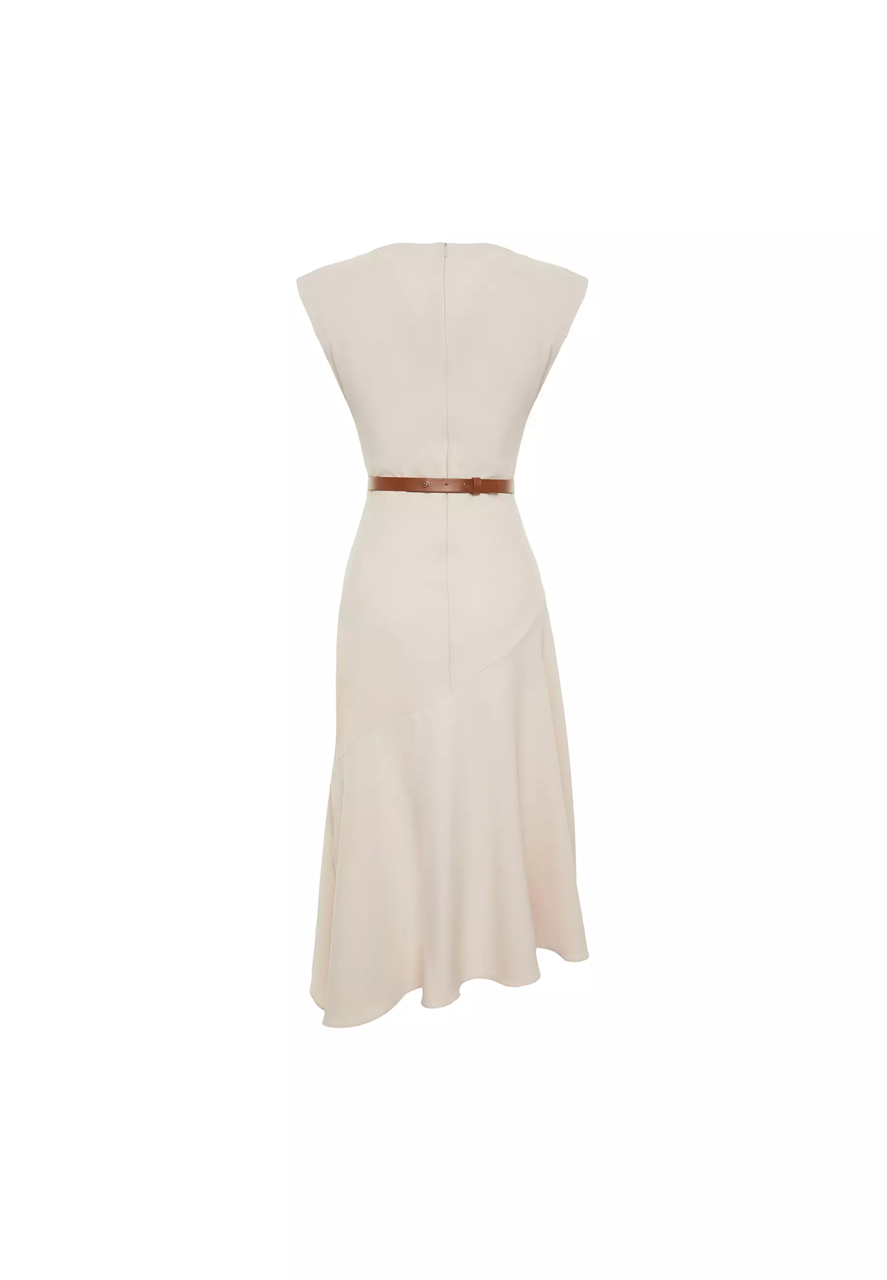 V-Neck Asymmetrical Midi Dress