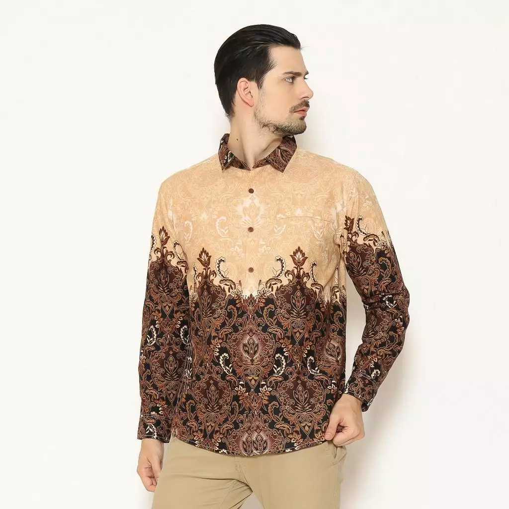 AMK Kemeja Batik Pria Lengan Panjang SHB Aru L/S Cream