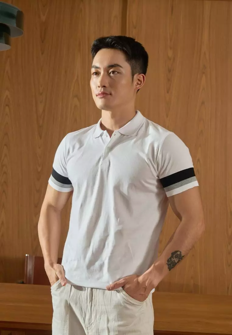 Kale Dion White / Polo Shirt  Pria / Kaos Kerah Casual
