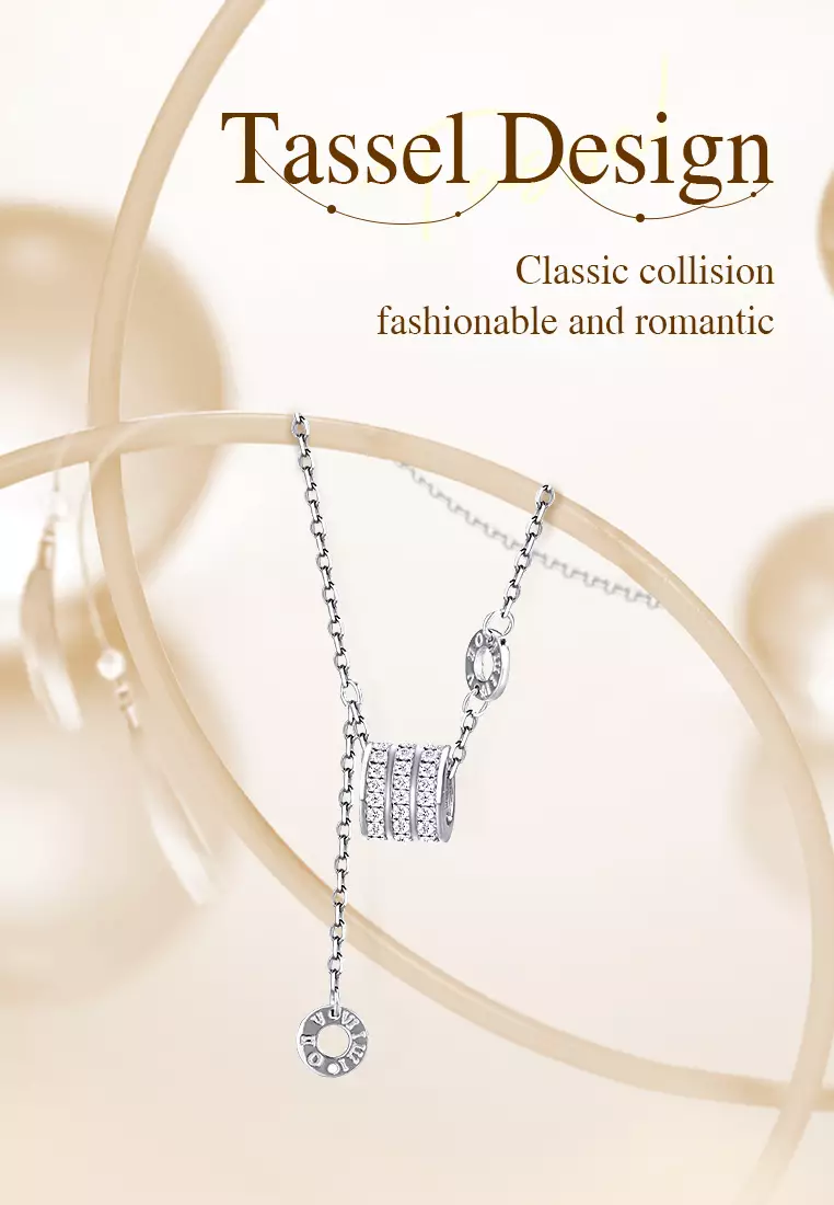 Kalung Wanita Berlian Korea Fashion Berlapis Platinum Anti Memudar Kalung Wanita Elegan