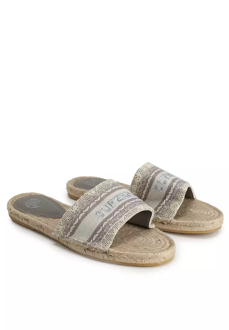 Canvas Espadrille Overlay Slides