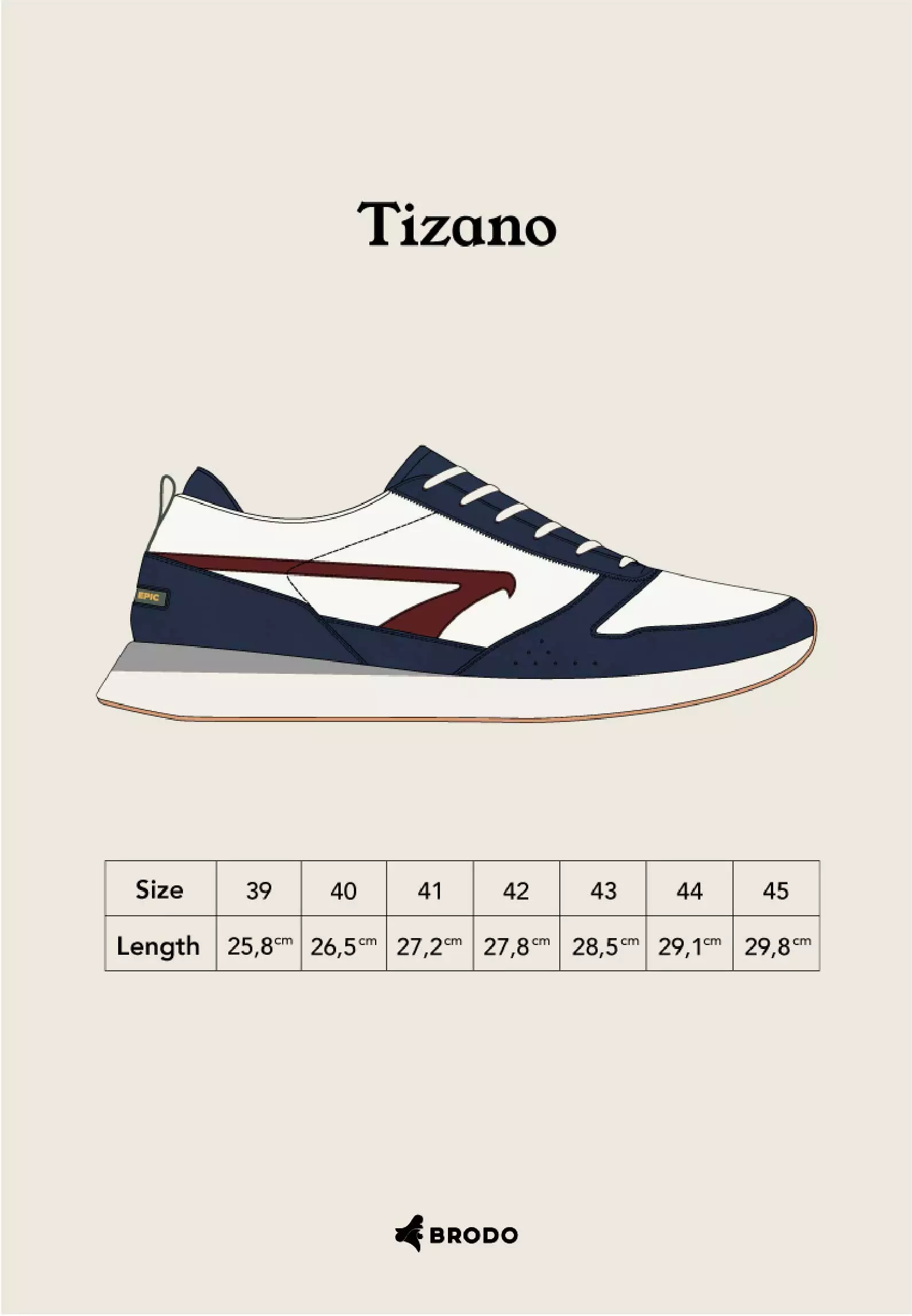 BRODO - Sneakers Tizano White Navy Maroon GS