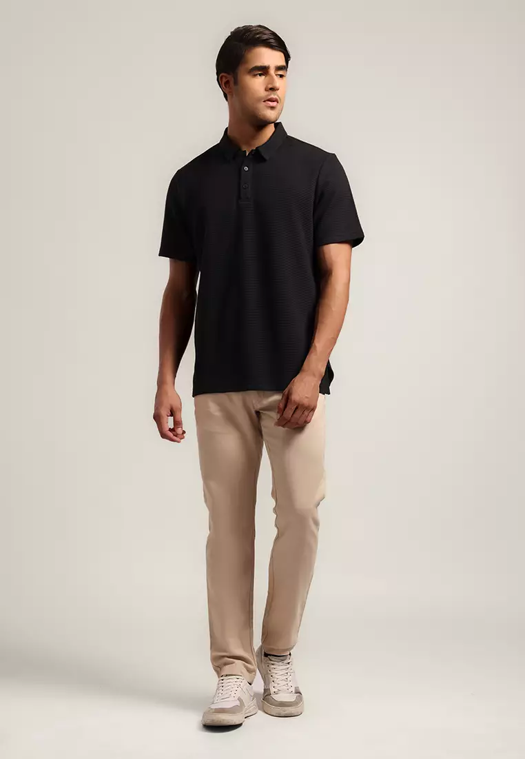 MOC - Kaos Polo Pria Lengan Pendek Holland - Black